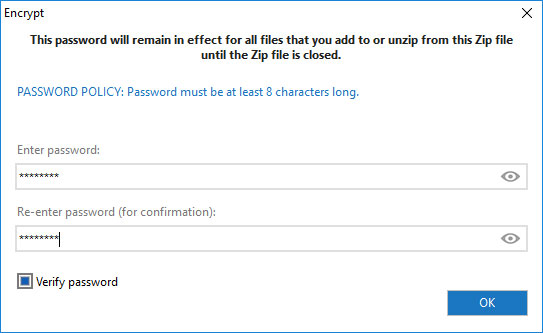 password portect file with WinZip